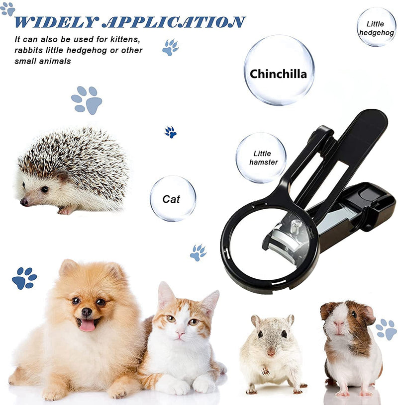 HAICHEN TEC Guinea Pig Nail Clippers with Magnifying Glass Stainless Steel Claw Toenail Trimmer for Small Animal Hedgehog Rabbit Hamster Ferret Hamsters Chinchilla Sugar Glider Pet Grooming Supplies Black - BeesActive Australia