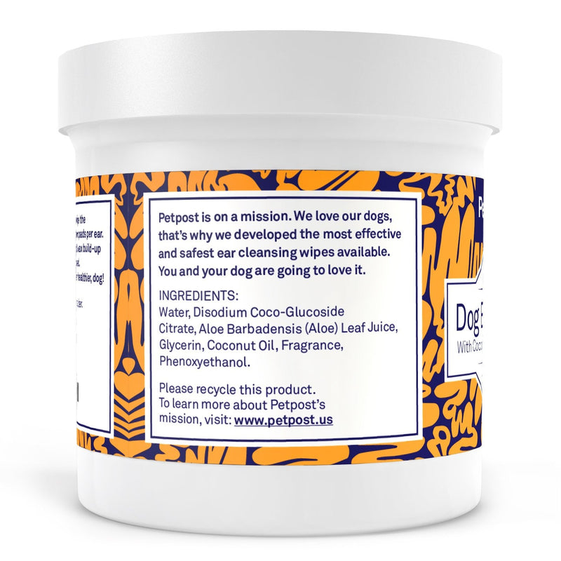 Petpost | Pet Ear Cleaner Wipes for Dogs and Cats - 100 Ultra Soft Cotton Pads in Coconut Oil Solution - Dog & Cat Ear Rinse Cleanser Dog Ear Wipes - BeesActive Australia