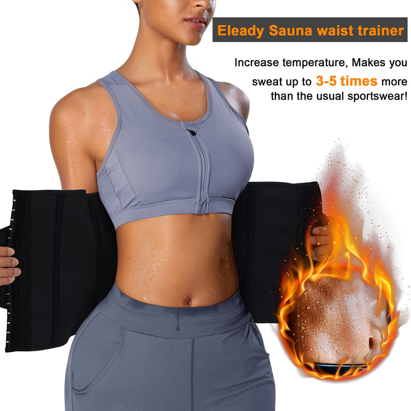 Eleady Waist Trainer Trimmer Belt for Women Corset Slimming Body Shaper Cincher Sauna Sweat Band Workout Sport Girdles Black Small - BeesActive Australia