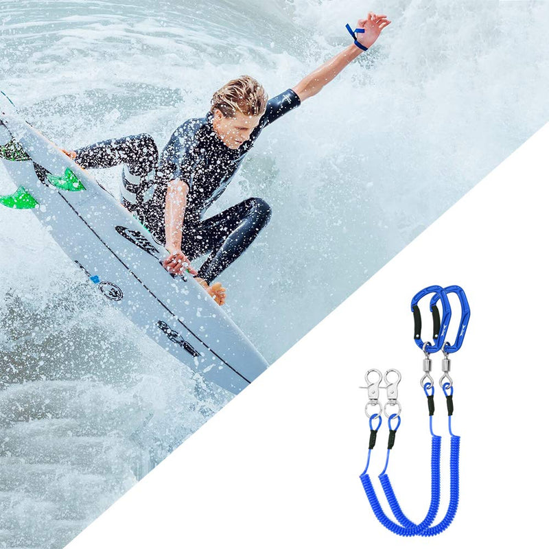 HERCULES M4 Heavy Duty Fishing Lanyard, Coiled Lanyard for Fishing, Rods, Pliers, Boating, Paddles, Kayak Pack of 2 Blue (17.7" Plus, 5.9") - BeesActive Australia