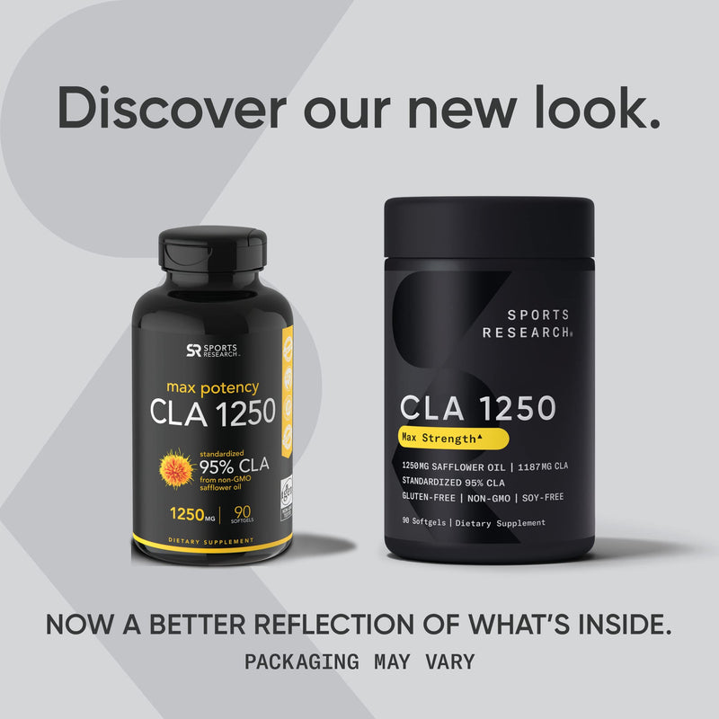 Sports Research CLA - 1250mg with Active Conjugated Linoleic Acid for Men and Women | Non-GMO, Soy & Gluten Free - 95% (90 Softgels) 90 Count (Pack of 1) 95% CLA - BeesActive Australia