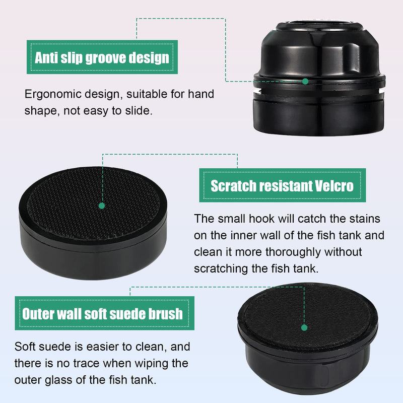 Cunhill 2 Pieces Mini Aquarium Glass Cleaner Magnetic Algae Scraper Magnetic Glass Cleaner No Scratch Magnet Fish Tank Glass Cleaner Magnetic Brush for Small Fish Tank Glass and Acrylic Aquarium Black - BeesActive Australia