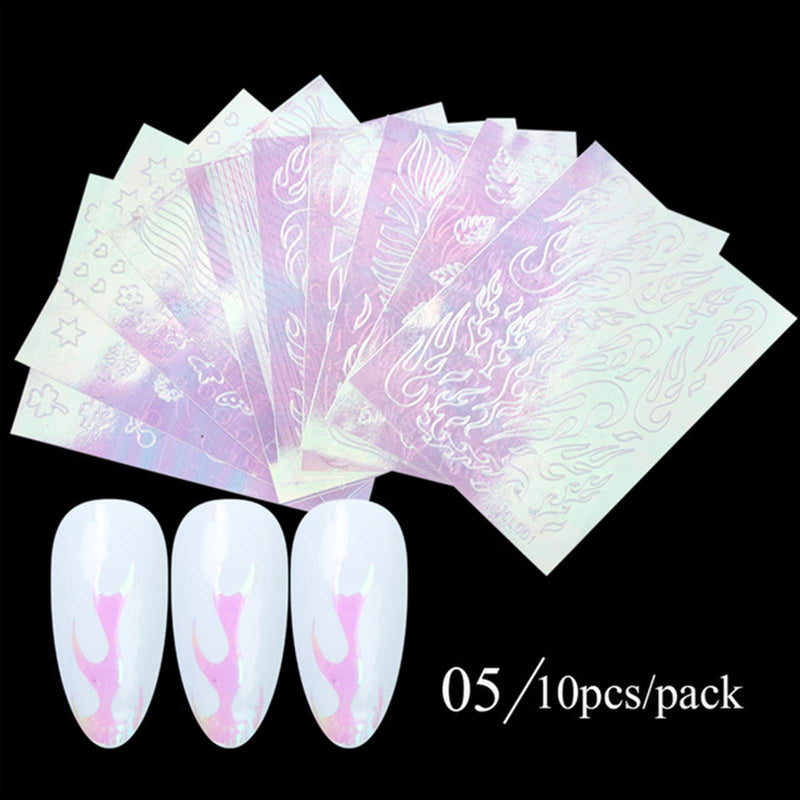 3D Butterfly Nail Sticker and Flam Nail Sticker Set, Thinkga 2 Pack in 1 Nail Decoration Sticker Set with 30pcs Butterfly Water Nail Decal and 10pcs Fire Flam Adhesive Nail Sticker - BeesActive Australia