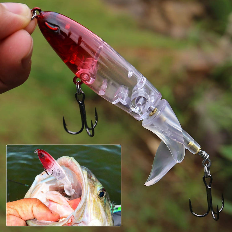 [AUSTRALIA] - Fishing Gifts for Men Fishing Lure Set Bass with Topwater Floating Rotating Tail Artificial Hard Bait Fishing Lures with Box/Swimbaits Slow Sinking Hard Lure Fishing Tackle Kits Lifelike 90-6PCS-A 