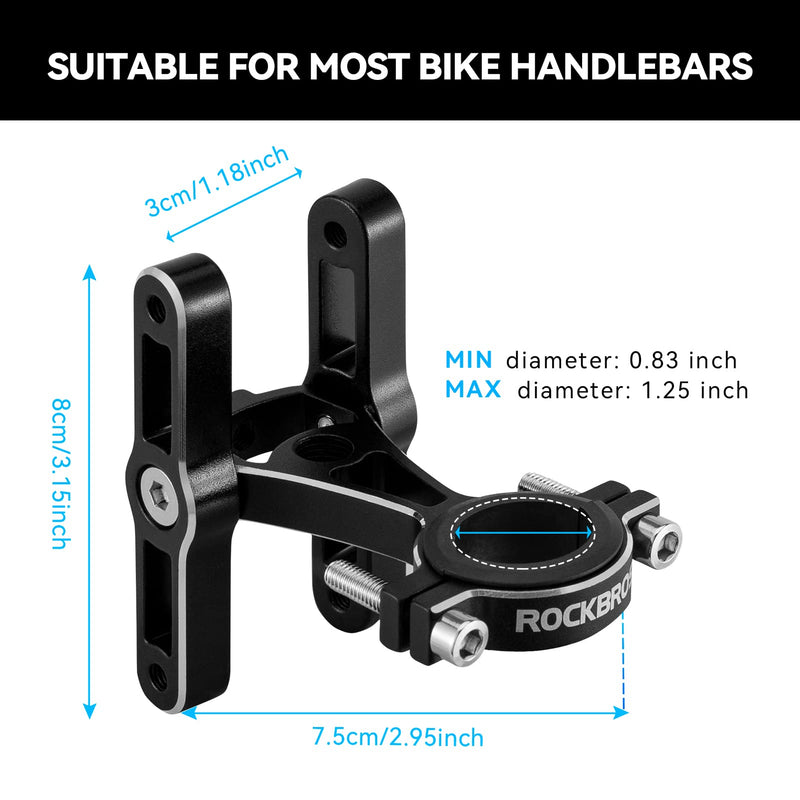 ROCKBROS Bike Bottle Cage Adapter Bicycle Seatpost Handlebar Water Bottle Mount Holder Adjustable Aluminum Bottle Cage for MTB Road Bike Beach Cruiser Black - BeesActive Australia