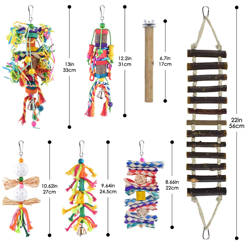 KATUMO Small Bird Toys, Natural Wood Ladder Colorful Bamboo Hanging Shredding Toys Parrot Chew Wooden Blocks Bird Perch for Parakeets, Conures, Cockatiels, Budgies, Love Birds and Other Small Birds - BeesActive Australia