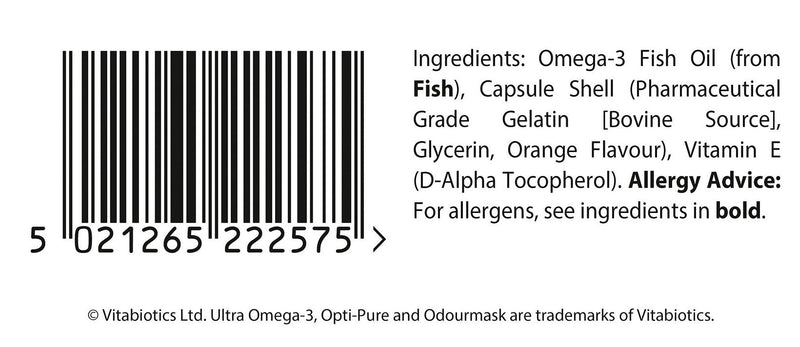 Vitabiotics Ultra Omega-3 Fish Oils Capsules with DHA EPA Nutritional Supplements for Heart Brain and Eye Vision Omega 3 Fish Oil - BeesActive Australia