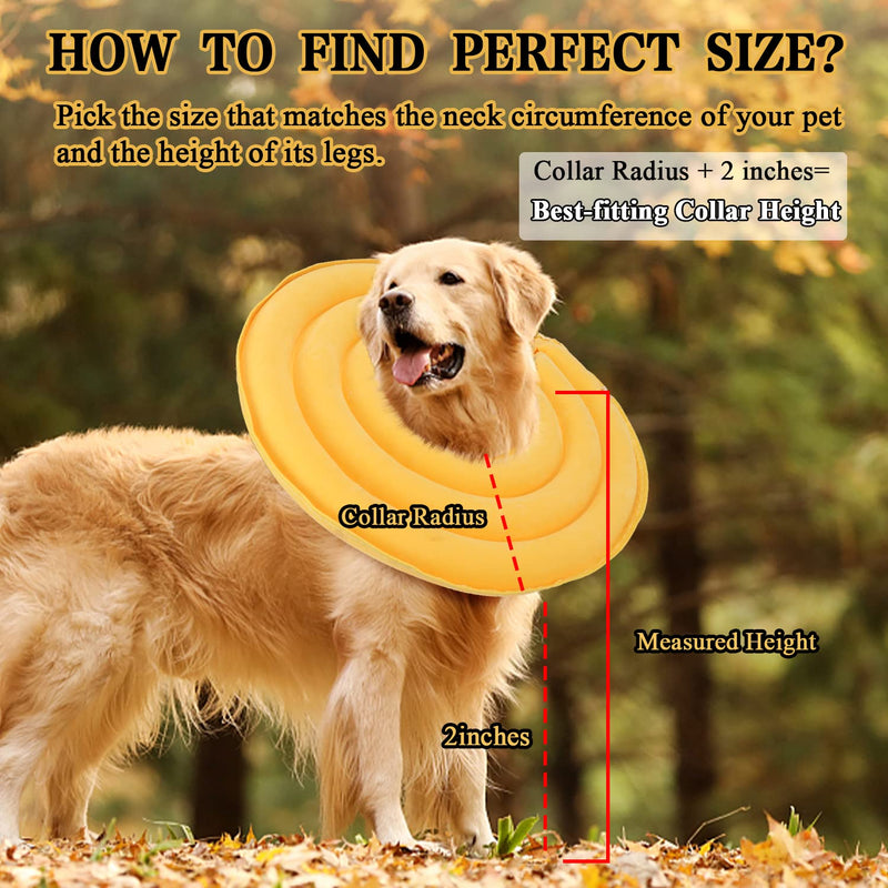 BABYLTRL Dog Cone Collar for After Surgery, Inflatable Pet Recovery Collar for Dogs and Cats, Soft Protective Recovery Cone to Prevent Pets from Touching Stitches, Wounds and Rashes (M, Yellow) - BeesActive Australia