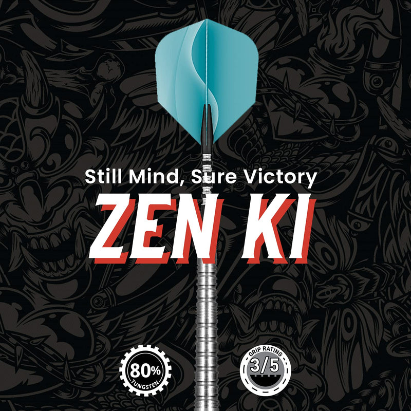 Shot! Darts Zen Ki-Steel Tip Dart Set-Center Weighted-80% Tungsten Barrels 26.0 Grams - BeesActive Australia