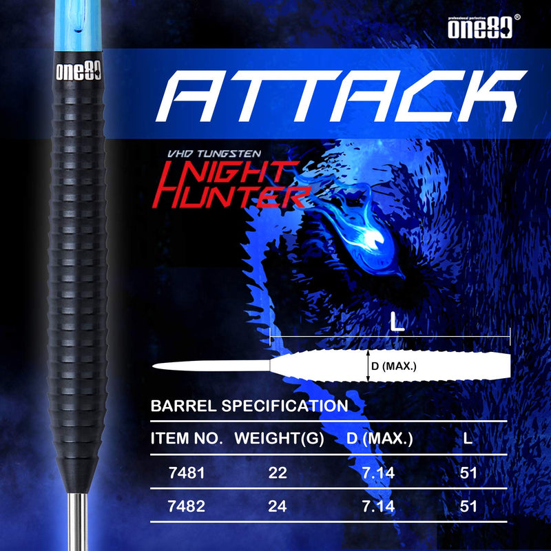 ONE80 90% Tungsten Steel Tip Darts Sets Chameleon, Night Hunter Professional Darts Set Attack 22g - BeesActive Australia