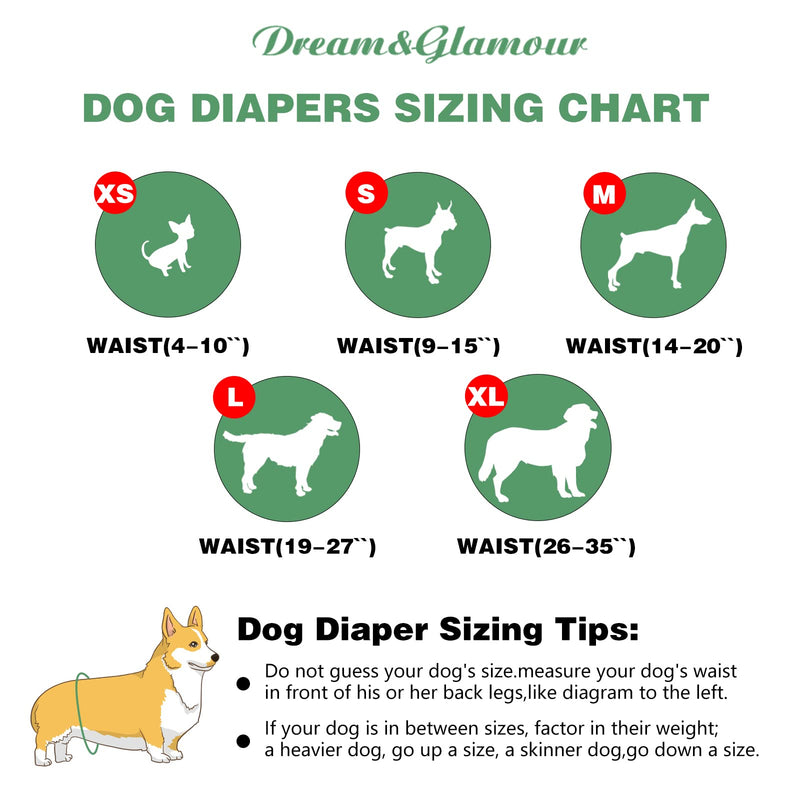 Dream&Glamour Washable Female Dog Diapers (3 Pack),Highly Absorbent Diapers for Dog in Period Heat Medium (14" to 20") - BeesActive Australia