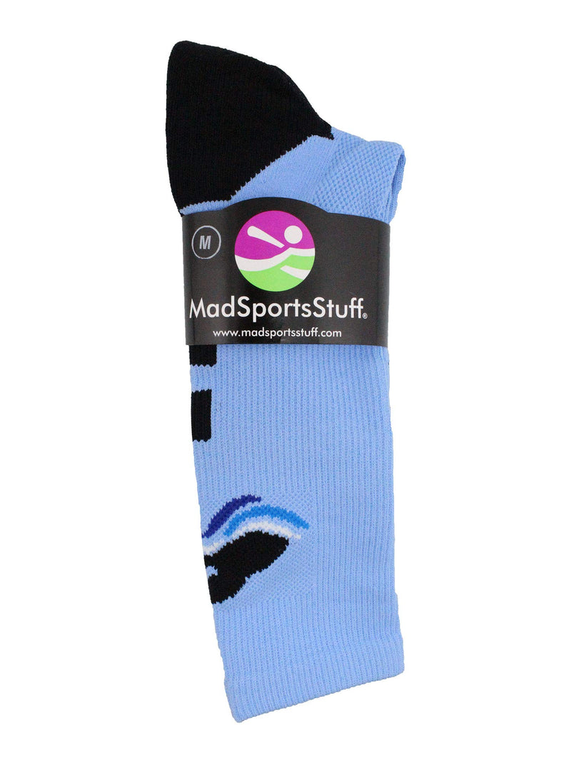 [AUSTRALIA] - MadSportsStuff Swimmer Logo Athletic Crew Socks Columbia Blue/Black Small 