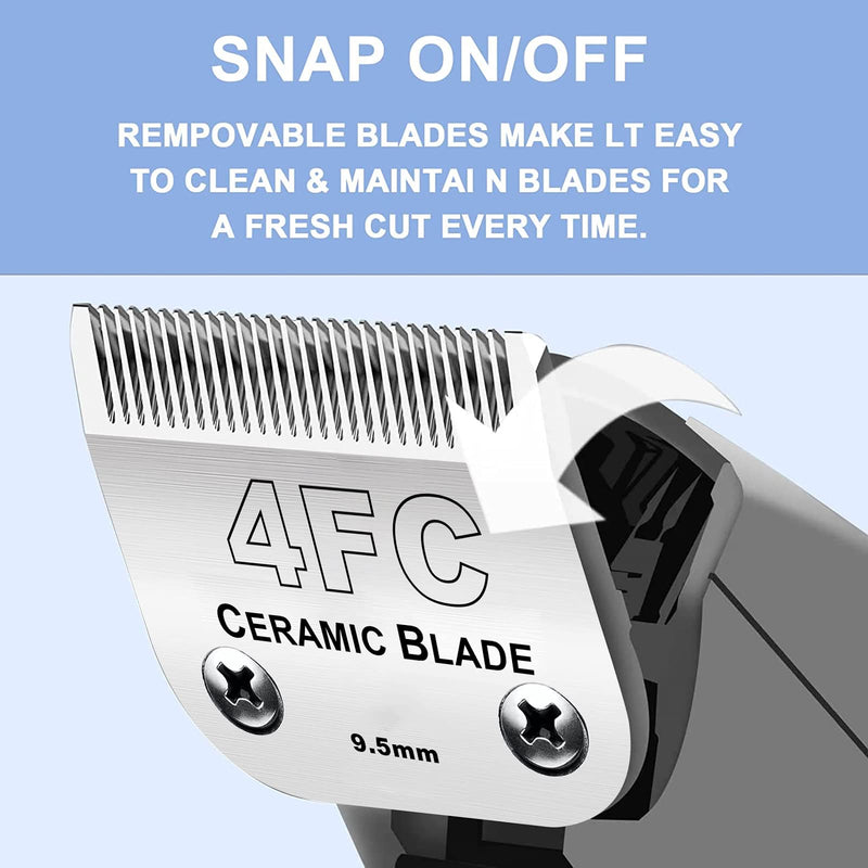 Dog Grooming Clipper Replacement Blades Compatible with Andis/Wahl/Oster Dog Clippers,Detachable Ceramic Blade & Stainless Steel Blade 4fc:3/8''(9.5mm) - BeesActive Australia