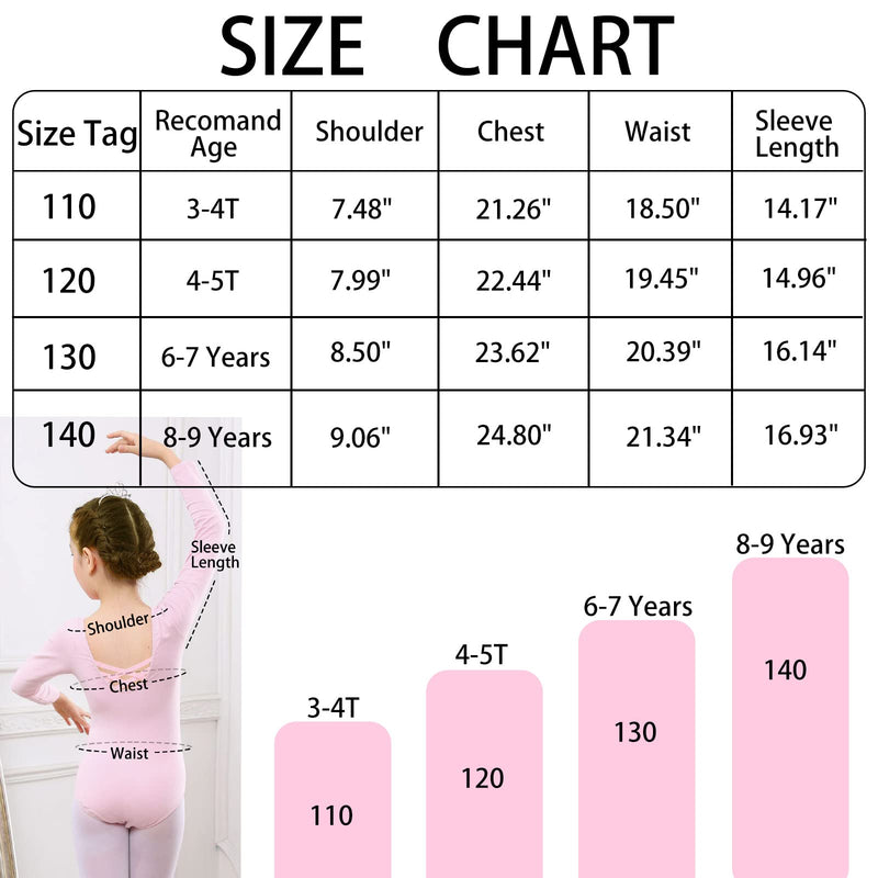 Dancer queen Long Sleeve Leotards for Girls Criss-cross Back Dance Clothes for Ballet Gymnastics Black 8-9 Years - BeesActive Australia