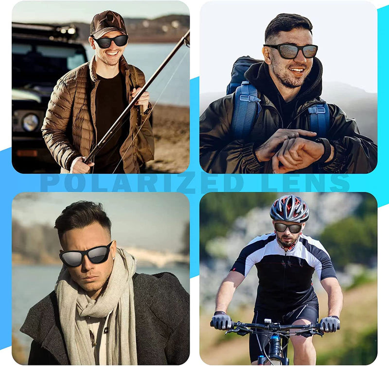 WFEANG Polarized Sports Sunglasses for Men Driving Cycling Fishing Sun Glasses UV Protection 2pack-black - BeesActive Australia