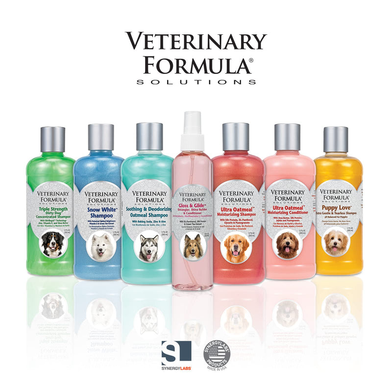 Veterinary Formula Solutions Gloss & Glide Detangler, Shine Builder, Conditioner Spray for Dogs – Quickly Detangles Matted Hair – With Silk Protein and Antioxidants (8 Fl. Oz.) - BeesActive Australia