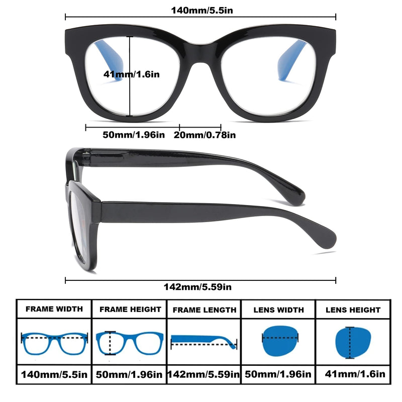 Oversized Reading Glasses For Women Blue Light Blocking Computer Readers Spring Hinge Retro 3 Pack +1.5 3 Mix 1.5 x - BeesActive Australia