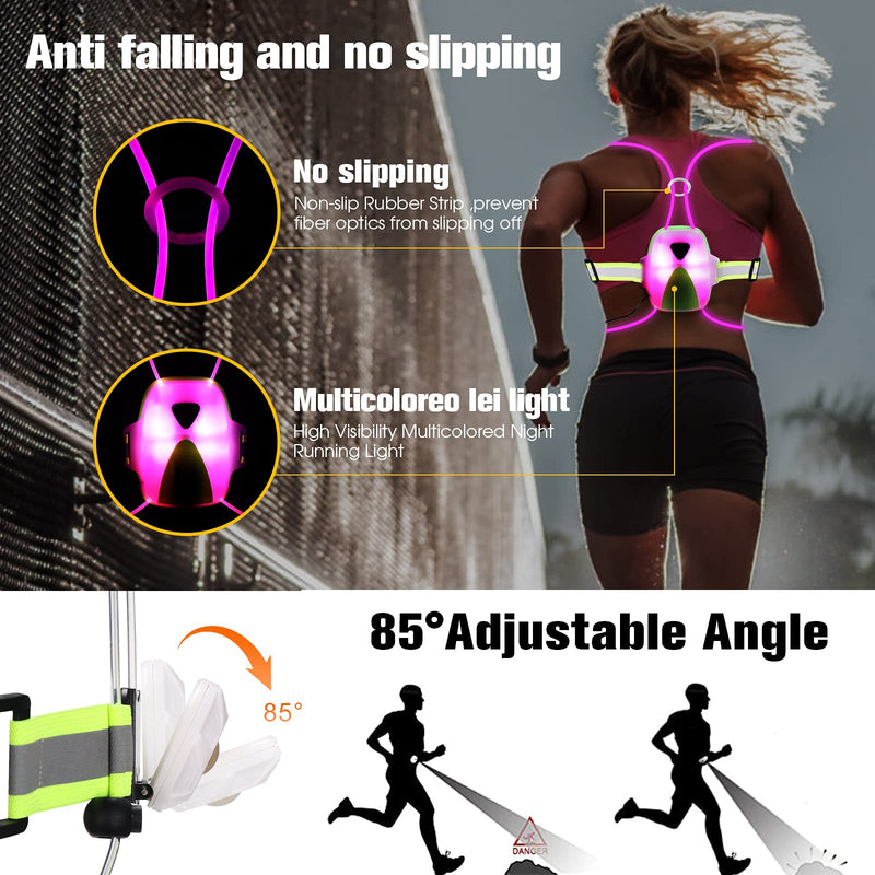Reflective Running Light Vest,USB Rechargeable, Multicolor Illuminated Safety Vest Camping Gear for Men Women Kids Green Large - BeesActive Australia