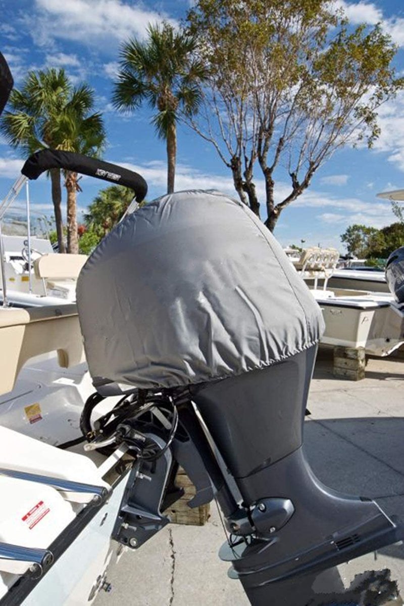 FCOUIID Outboard Motor Cover, 600D Heavy Duty Waterproof Trailerable Boat Engine Cover, Universal for Mercury, Yamaha, Suzuki, Evinrude. Gray (50hp-115hp) 50hp-115hp - BeesActive Australia