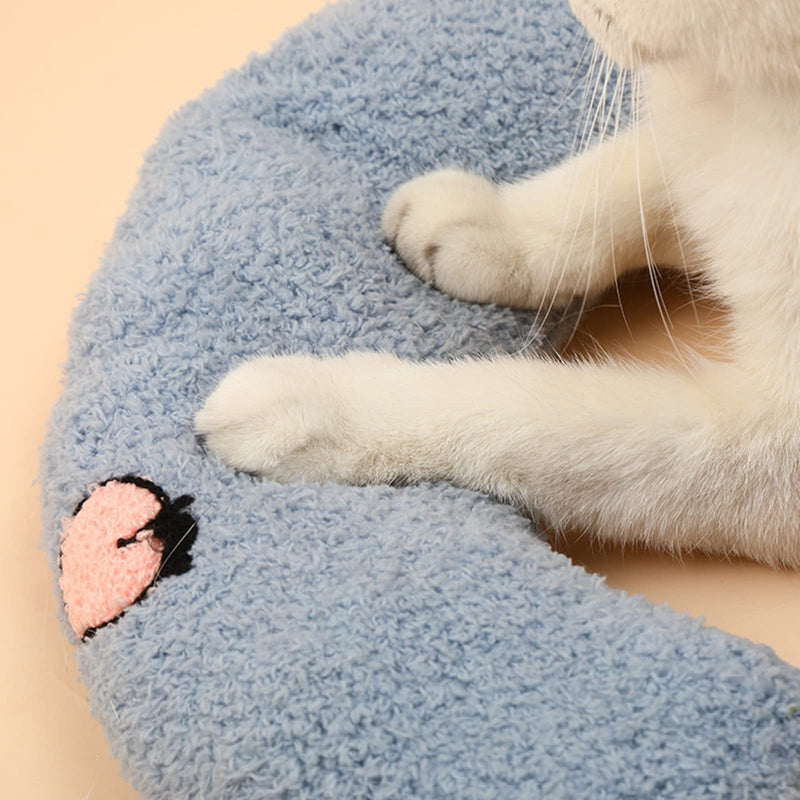 Little Pillow for Cats, Ultra Soft Fluffy Pet Calming Toy Half Donut Cuddler for Joint Relief Sleeping Improve Machine Washable Haze Blue - BeesActive Australia