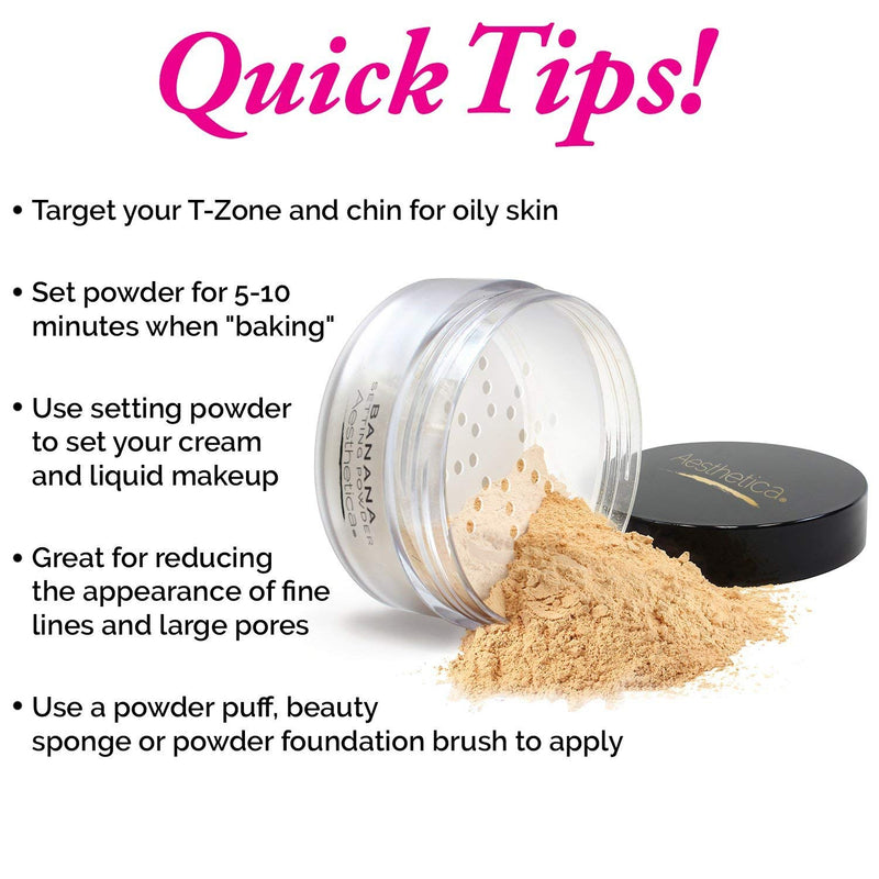 Aesthetica Banana Loose Setting Powder - Flash Friendly Superior Matte Finish Highlighter & Finishing Powder - Includes Velour Puff - BeesActive Australia