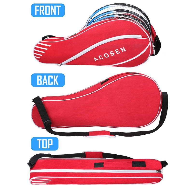 ACOSEN 3 Racquet Tennis Bag - Lightweight Tennis Bags for Women and Men, Tennis Racquet Cover Bag with Protective Pad for Professional or Beginner Tennis Players Red - BeesActive Australia