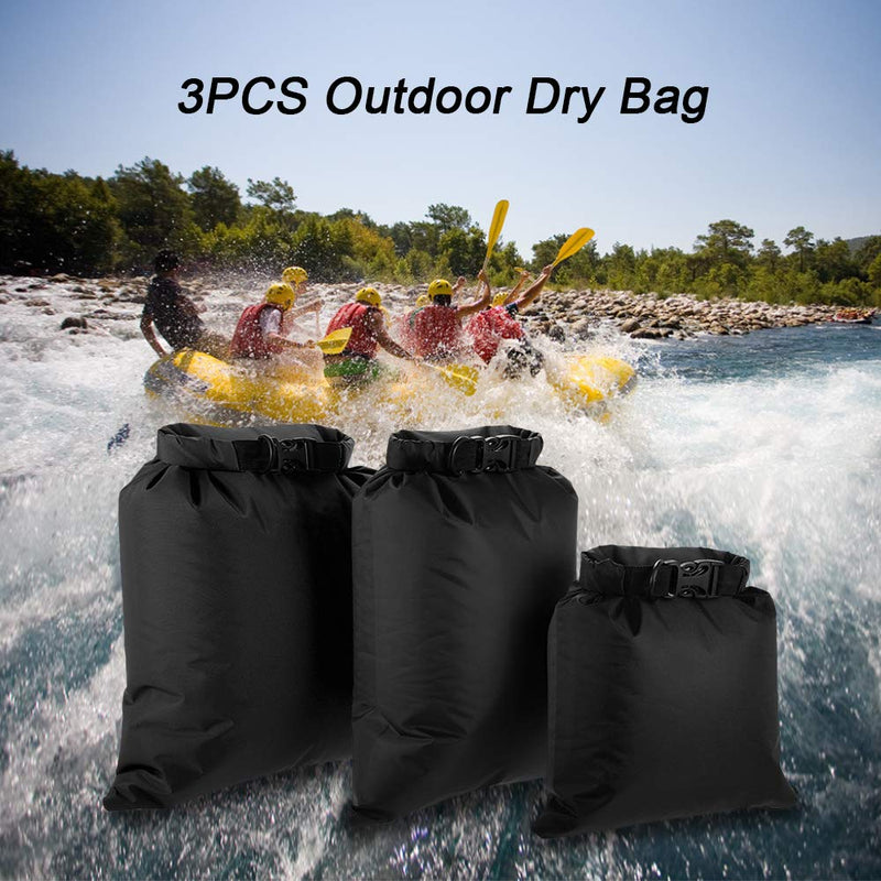 [AUSTRALIA] - Lixada Waterproof Dry Bags, 3/5 Pack Ultimate Dry Sack - 3L+5L+8L Lightweight, Roll Top Outdoor Dry Sacks for Kayaking Camping Hiking Traveling Boating Water Sports Black - 3pack 