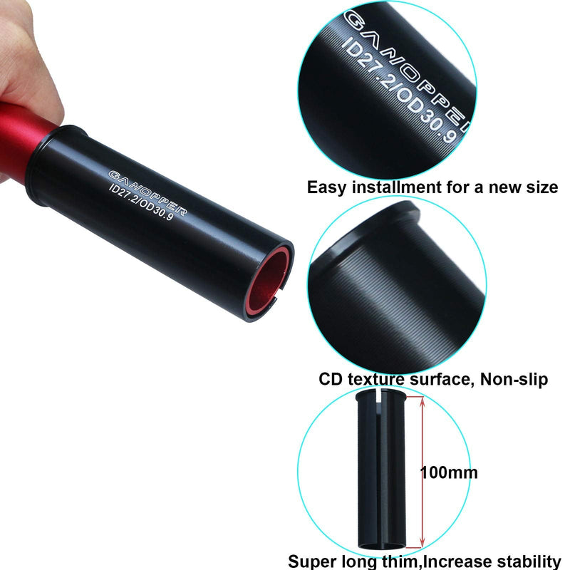 GANOPPER 100mm Long Seatpot Shim 22.2 25.4 26.6 27.2 to 28.6 30 30.4 30.9 31.6 31.8 33.9 34.9 36 Alloy Bicycle Seat Post Tube Adapter 25.4 I.D./26.6 O.D. - BeesActive Australia