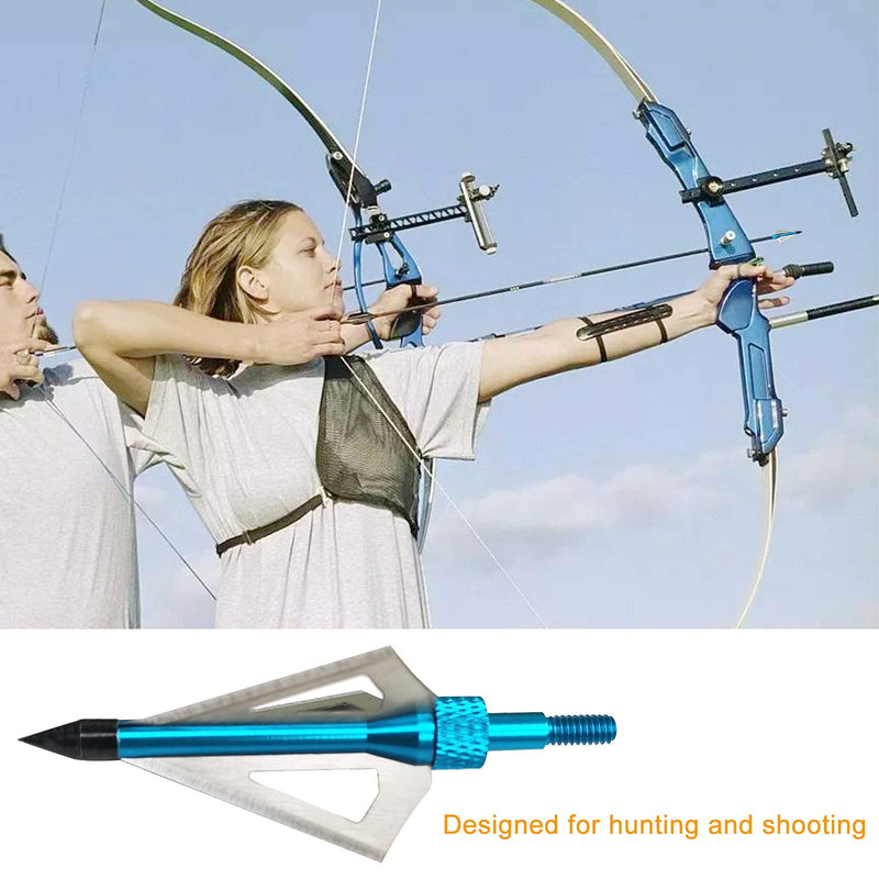 Archery Broadheads Hunting 3 Blade Archery Arrowhead 100 Gerling Threaded Spiral Head 12pcs Blue - BeesActive Australia