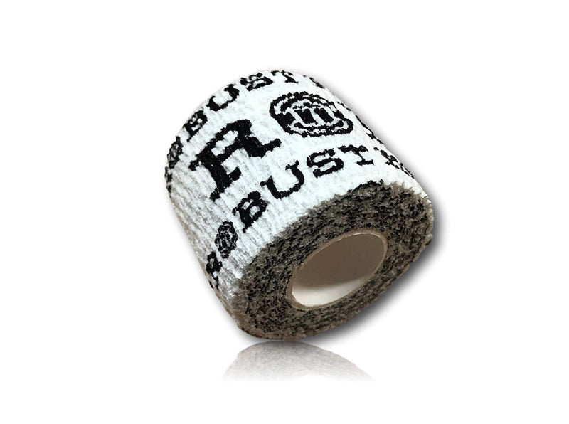 ROBUST FITNESS Weightlifting Hook Grip Tape | Adhesive Stretch Athletic Thumb & Finger Tape | Sticky, Stretchy, Flexible, Easy Tear | Olympic Weightlifting | Cross-Training 12 Rolls White / Black - BeesActive Australia