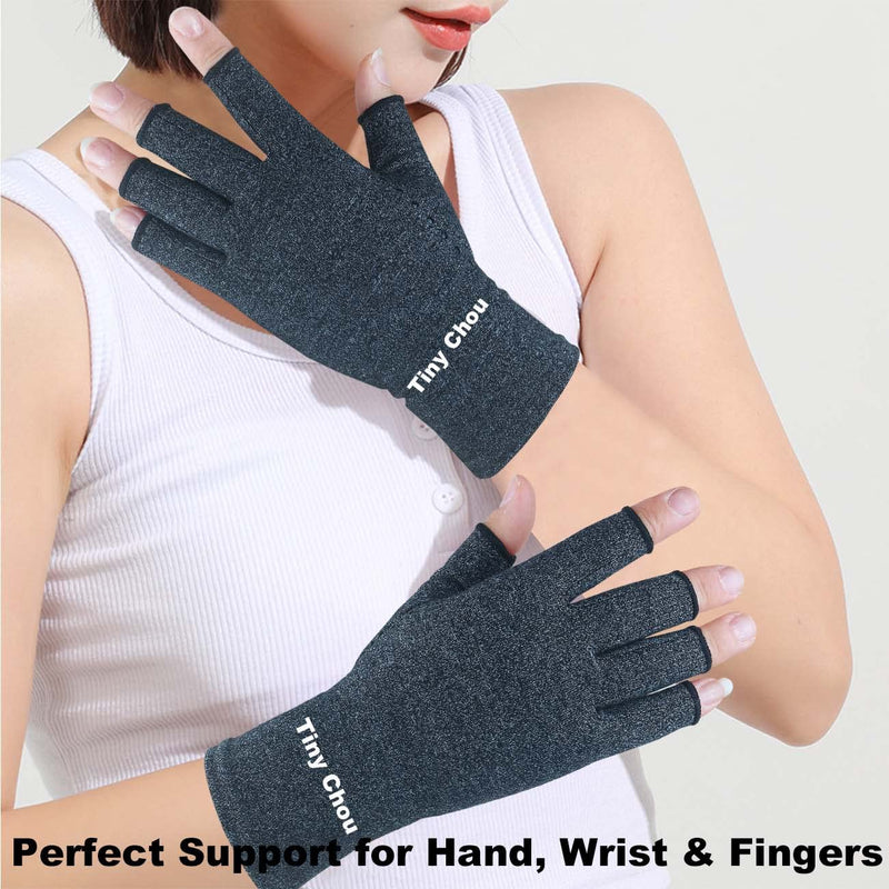 2 Pairs Arthritis Gloves, Compression Gloves for Women/Men, Relieve Arthritis,Rheumatoid,Osteoarthritis,Carpal Tunnel,Hand Pain,Anti-Slip Dots Fingerless Gloves for Work Support (Pure Black+Purple,S) Pure Black(1pair)+purple(1pair) Small - BeesActive Australia
