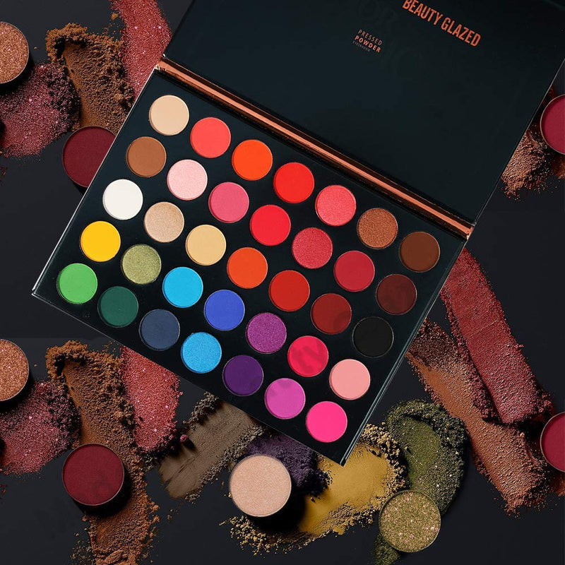 Sweatproof Matte and Shimmer Eyeshadow Make up Palettes Highly Pigmented 35 Colors Professional and Home Make up Christmas Palette Blendable Pressed Powder Eye Shadow Color Studio-35 Colors - BeesActive Australia