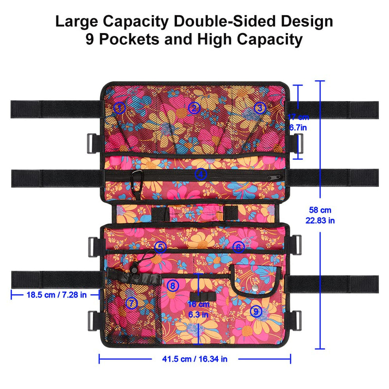 supregear Double Side Walking Frame Bag, Walker Basket with 9 Pockets and Large Compartment for Walker Rollator Wheelchair, Water Resistant Walker Organizer Pouch with Handle and Cup Holder (Floral) Floral - BeesActive Australia