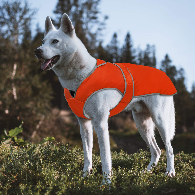 MIGOHI Reflective Waterproof Windproof Dog Coat Cold Weather Warm Dog Jacket Reversible Stormguard Winter Dog Vest for Small Medium Large Dogs X-Large (Pack of 1) Orange - BeesActive Australia