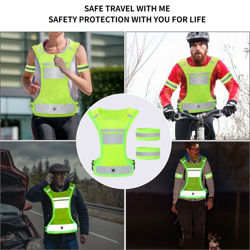 JOTVESUTR Led Reflective Running Vest, Rechargeable Running Lights for Runners, High Visibility Reflective Gear for Night Running Cycling Walking - BeesActive Australia