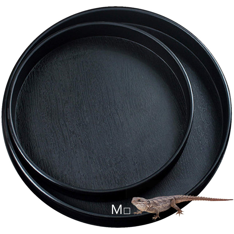 Fuongee Reptile Water Food Dish Bowl Turtle Feeder Tortoise Feeding Dish Container Medium Black - BeesActive Australia