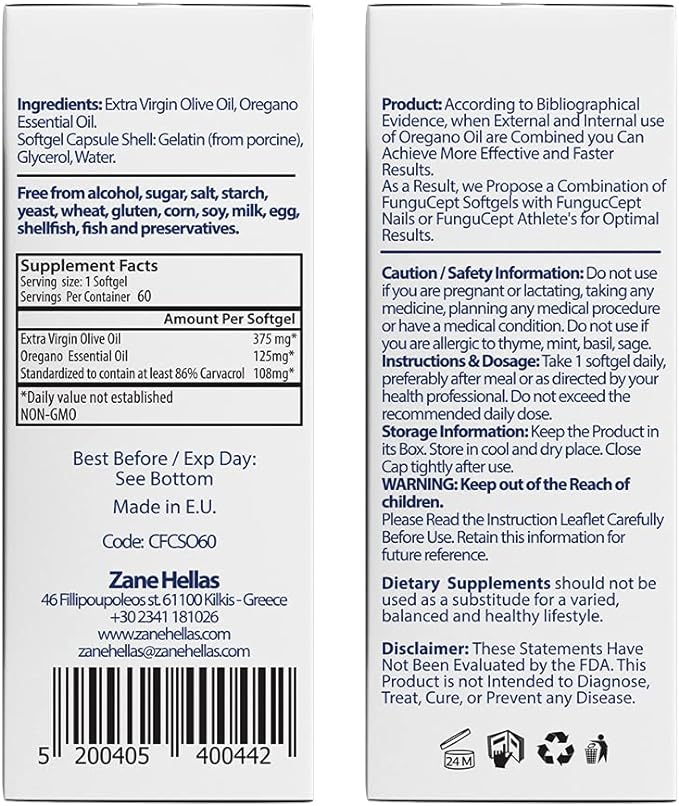 FunguCept Softgels offers a complementary solution with a fungal stop nail solution for quick results. 100% natural, 108 mg carbacool - fast and high effectiveness - 60 capsules Zane Hellas - BeesActive Australia