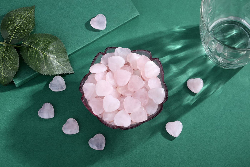 XIANNVXI 20 Pcs Rose Quartz Crystal Heart Stones Healing Crystals Gemstones Reiki Palm Stones for Meditation Energy Balancing - BeesActive Australia