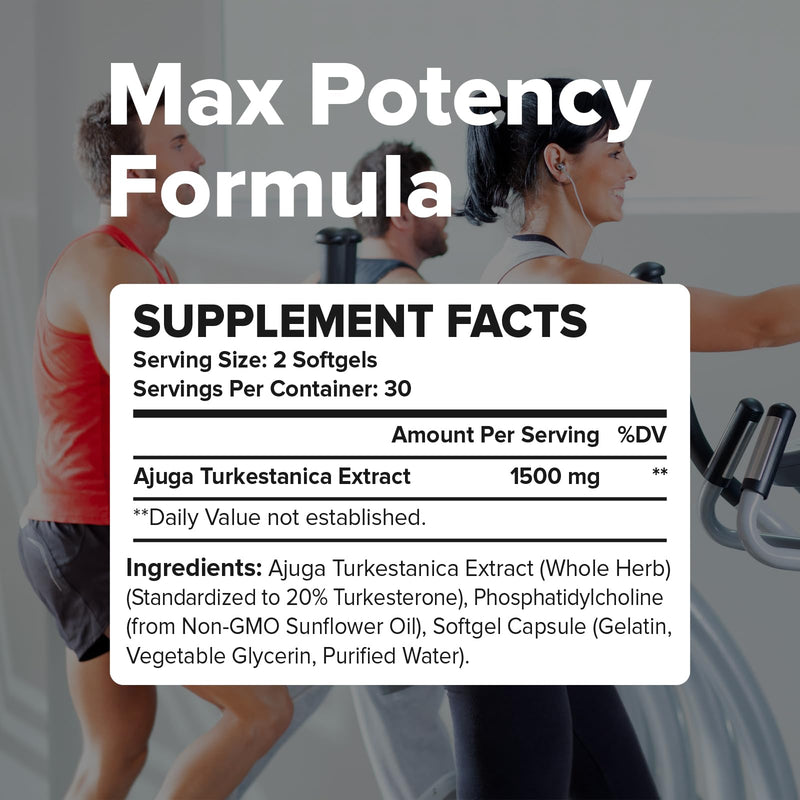 Liposomal Turkesterone Supplement - 1500mg Ajuga Turkestanica Extract, Standardized to 20% Turkesterone, Max Absorption, High Strength for Bodybuilding, No Additives, Non-GMO 60 count (Pack of 1) - BeesActive Australia
