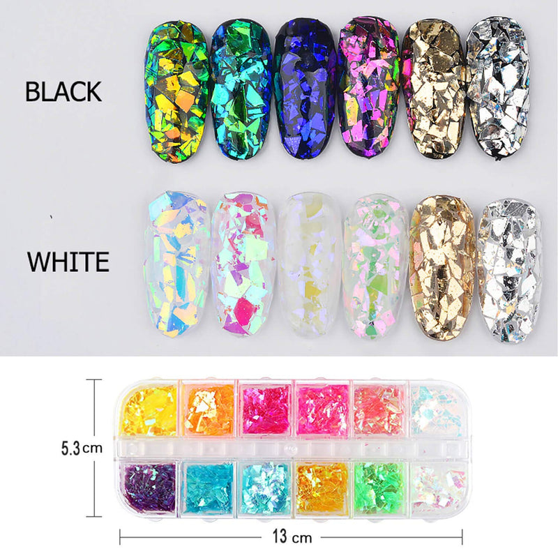 36 Colors Mermaid Nail Flakes Holographic Nail Sequins Flakes Set Irregular Iridescent Nail Glitter Flakes and Butterfly Glitter for Nail Art Design Face Body Hair DIY Crafting - BeesActive Australia