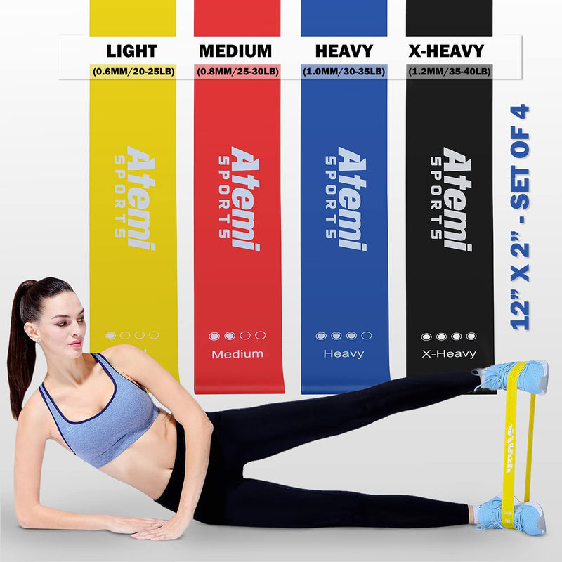 Elastic Bands Exercise Set | Stretch Bands for Exercise | 4 Exercise Bands Resistance for Women | Resistant Bands Female | Free Workout Guide - BeesActive Australia