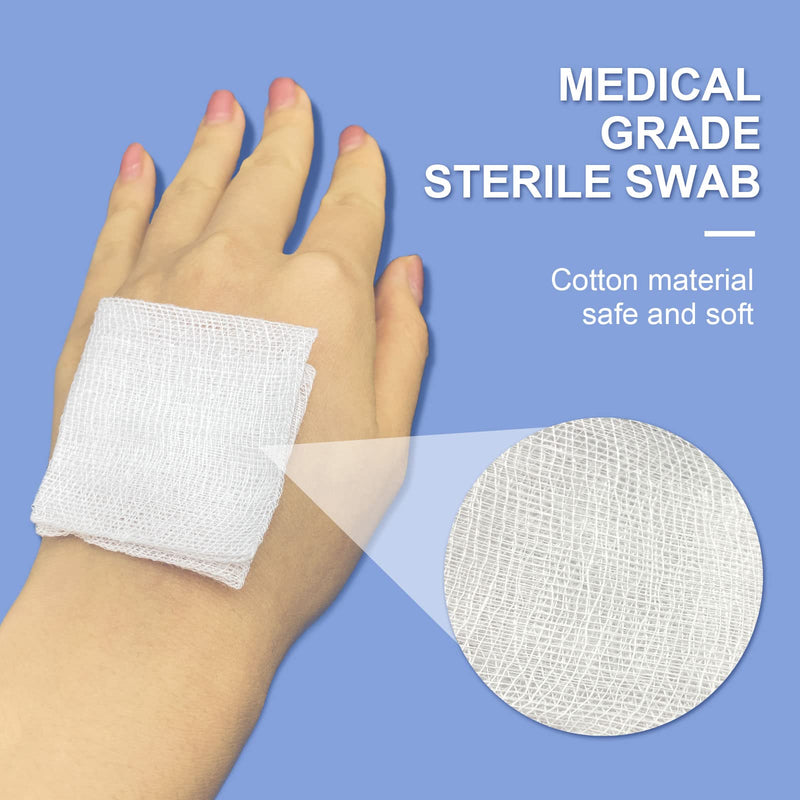 TSHAOUN 60 Pieces Sterile Gauze Swabs Cotton Gauzes Non Stick Gauze Wipe Pads Skin Care Dressing Pads (60 Pieces) - BeesActive Australia