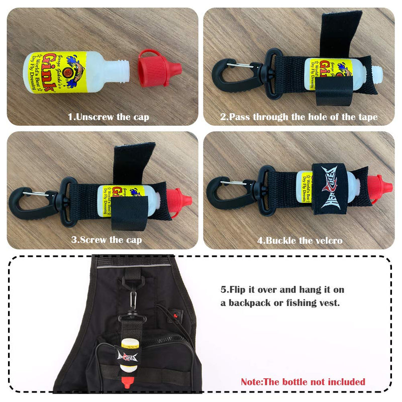HERCULES Dry Fly Fishing Floatant Caddy Holder, Floatant Bottle Holder, Attach to Fishing Vest, Pack, Jacket, Waders, Sling and Lanyard Black - 1pc - BeesActive Australia