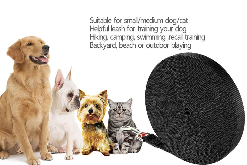 Training Leash for Dog 15ft 30ft 50ft/Black, Long Puppy Lead Leash for Small/Medium/Large Dog Training, Backyard Play, Camping, Recall Training 30ft - BeesActive Australia