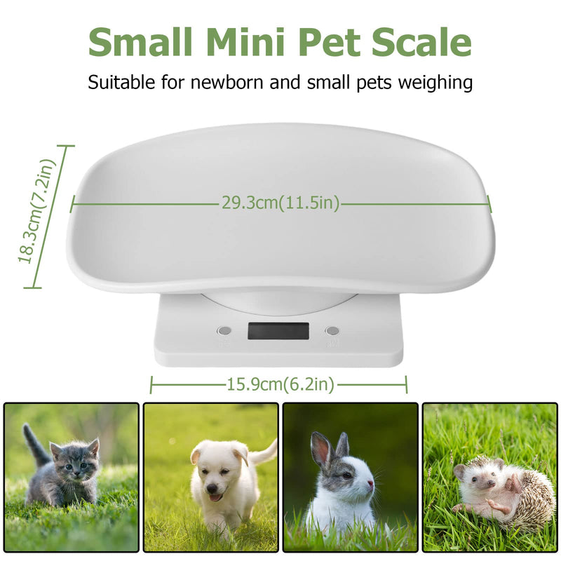 Qulable Digital Small Animals Scale with Tape Measure, Weigh Your Kitten, Rabbit, or Puppy with High Precision, Multi-Function Electronic Scales for Small Dogs Cats Crawl Pet (Pet Scale) White - BeesActive Australia