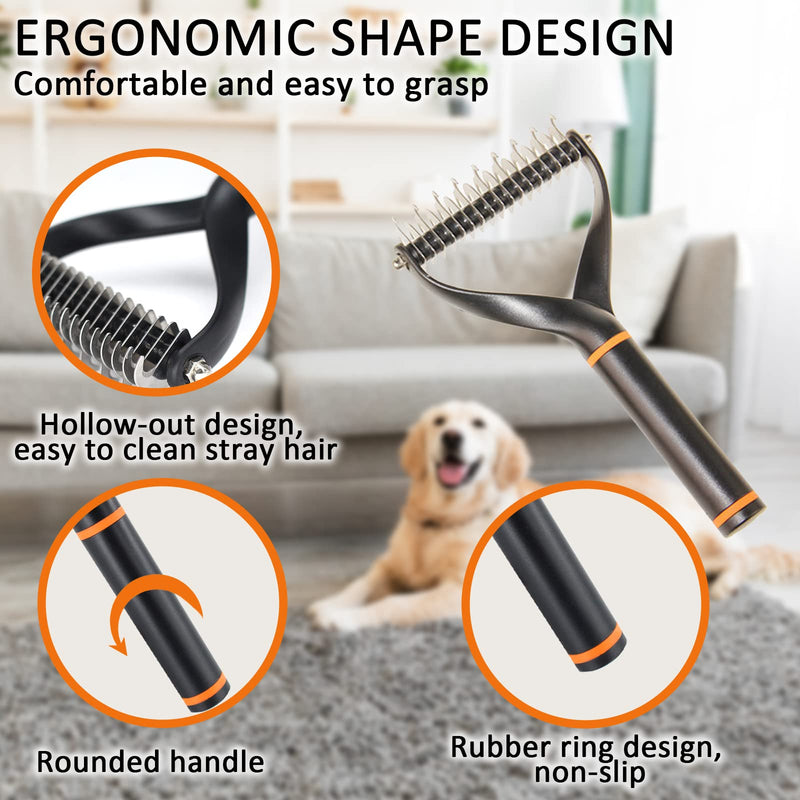 Pet Dog Cat Brush for Shedding and Dematting - Grooming Brush Double Sided Undercoat Rake Comb for Long Short Hair Dogs and Cats Black - BeesActive Australia