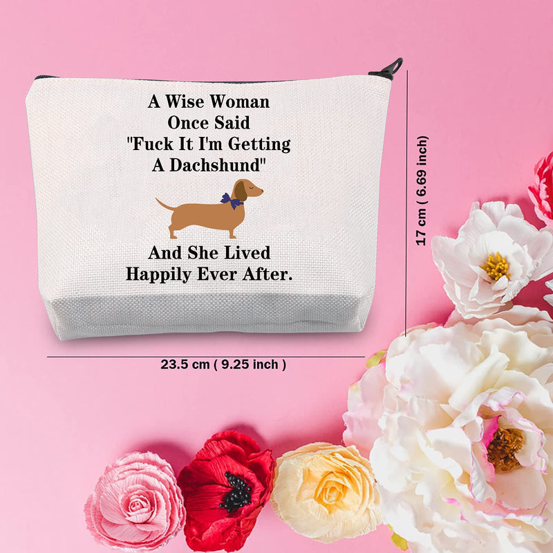 Dachshund Gift Pet Dog Makeup Bag A Wise Woman Once Said "Fuck it,I'm Getting a Dachshund" Gift for Dog Owner Cosmetic Bags (U.a Dachshund) - BeesActive Australia