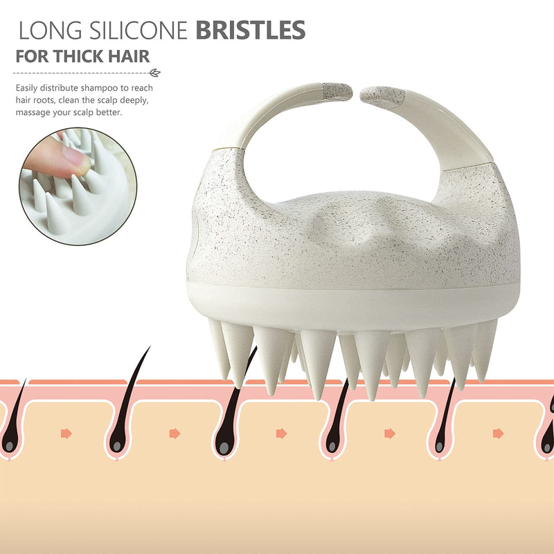 Sndyi Scalp Massager Shampoo Brush, Scalp Scrubber with Soft Silicone Bristles, Scalp Exfoliator for Dandruff Removal, Scalp Massager for Hair Growth, Wet Dry Hair Brush for Scalp Care Beige - BeesActive Australia