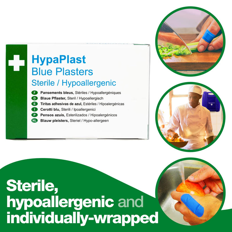HypaPlast Blue Visually Detectable Plasters, 7.2x2.5cm (Pack of 100) Rectangle (Pack of 100) - BeesActive Australia