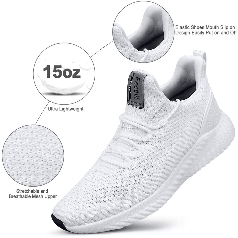 [AUSTRALIA] - Feethit Mens Slip On Walking Shoes Blade Non Slip Running Shoes Lightweight Breathable Mesh Fashion Sneakers 10.5 White 